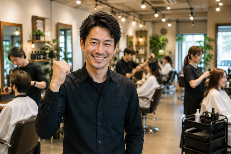喜んでいる美容室オーナーさんのイメージ